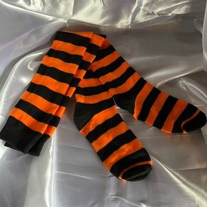 Knee-High Halloween 🎃 Socks | Orange/Black Stripe | Womens